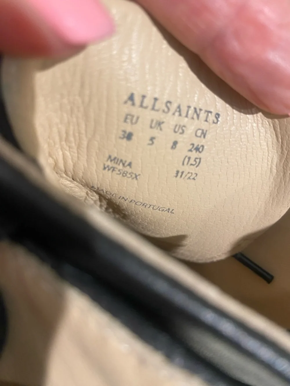 All Saints Women's Black Lace-Up Leather Combat Moto Military Mina Boots New  8 - Picture 11 of 13